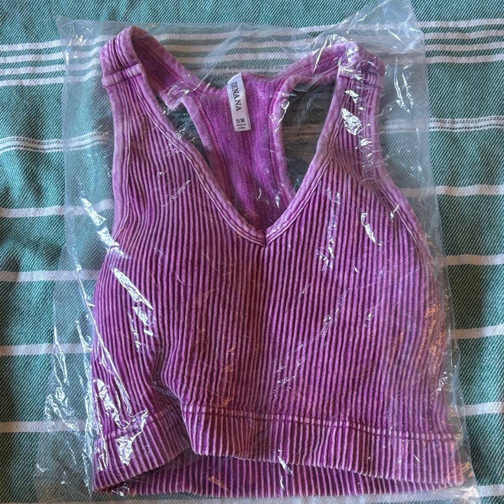 Zara Purple Ribbed Tank Top